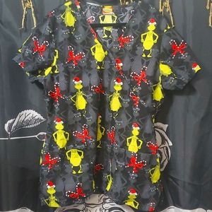 The grinch Christmas scrub top